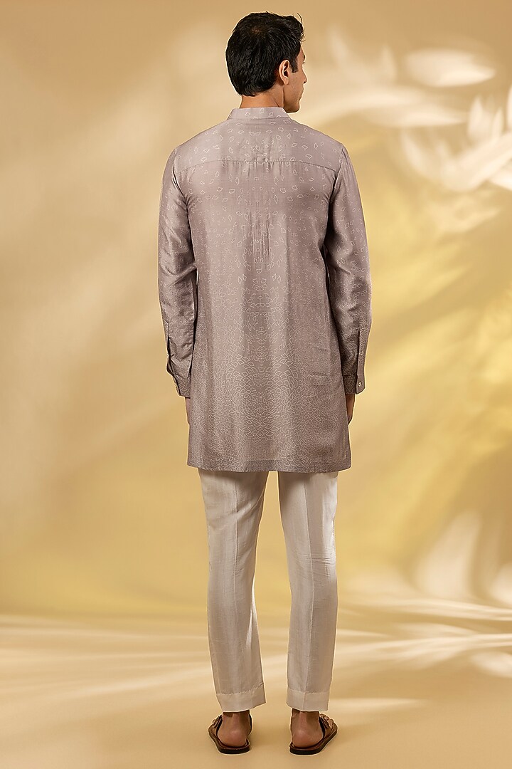 Dull Khaki Gusseted Cotton Printed Kurta by Rohit Gandhi & Rahul Khanna Men at Pernia's Pop Up Shop