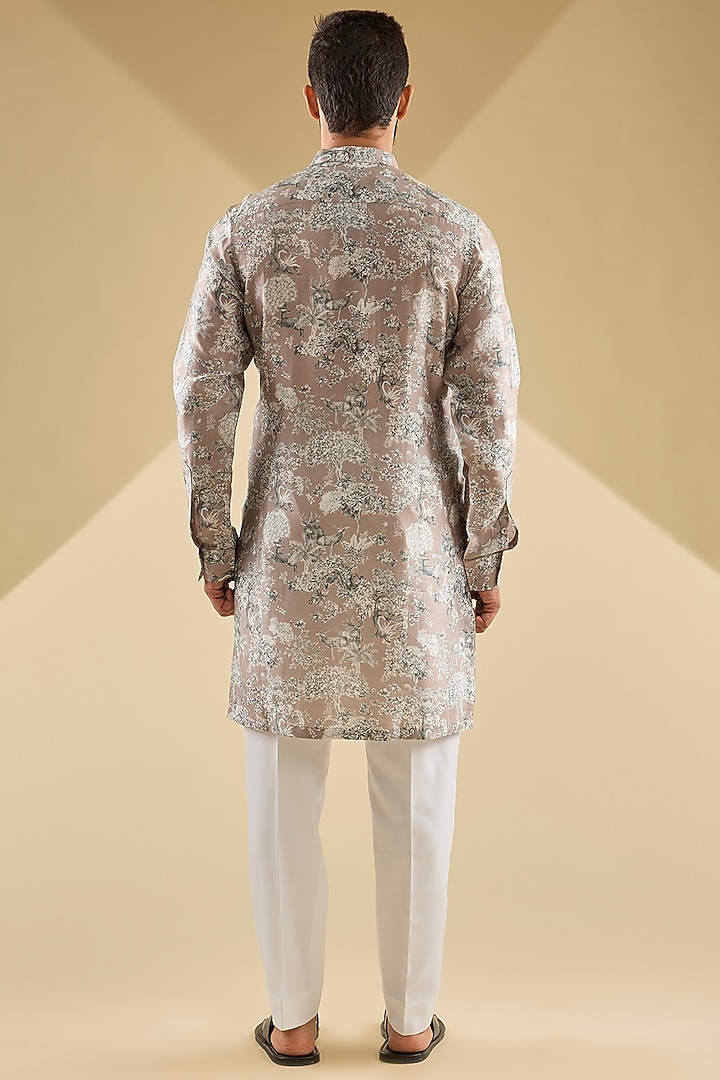 Vintage Rose Gusseted Cotton Printed Kurta by Rohit Gandhi & Rahul Khanna Men at Pernia's Pop Up Shop