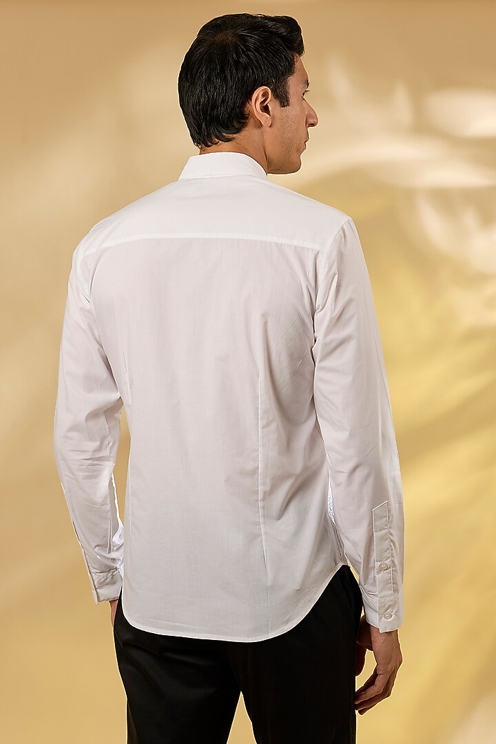 Off-White Cotton Pintuck Wedding Shirt by Rohit Gandhi & Rahul Khanna Men at Pernia's Pop Up Shop