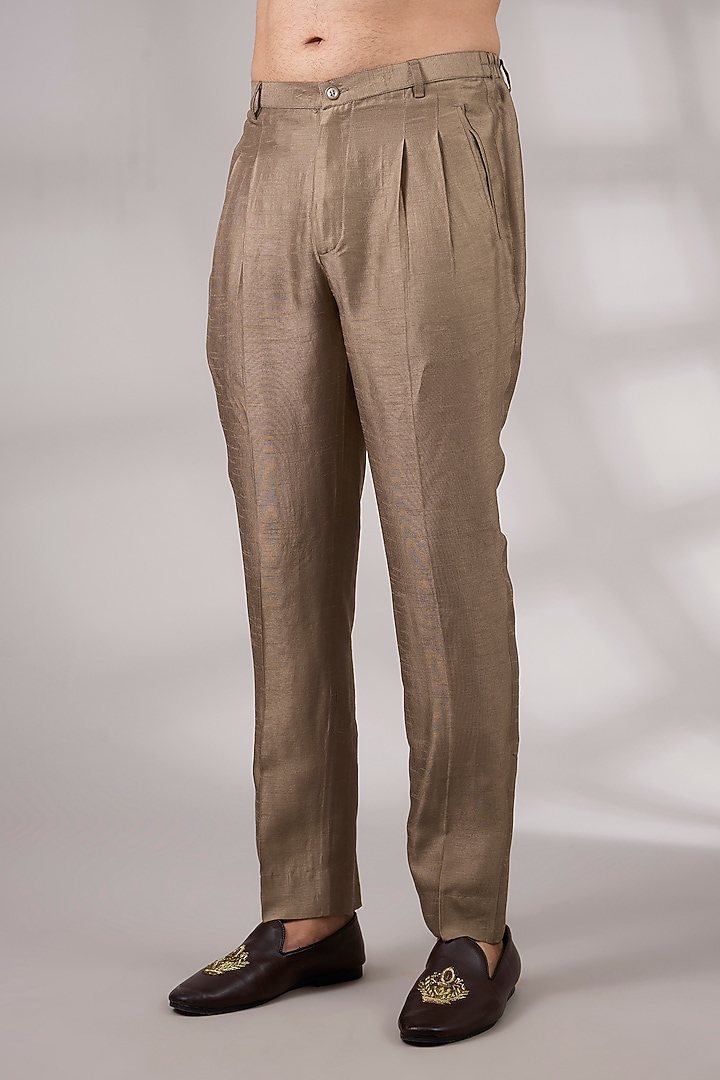 Antique Gold Silk Kurta Set by Rohit Gandhi & Rahul Khanna Men at Pernia's Pop Up Shop