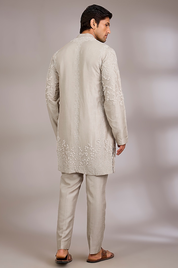 Beige Cream Silk Kurta Set by Rohit Gandhi & Rahul Khanna Men at Pernia's Pop Up Shop