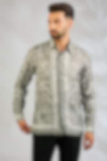 Mocha-Colored Silk Wedding Shirt by Rohit Gandhi & Rahul Khanna Men at Pernia's Pop Up Shop