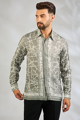 Mocha-Colored Silk Shirt by Rohit Gandhi & Rahul Khanna Men