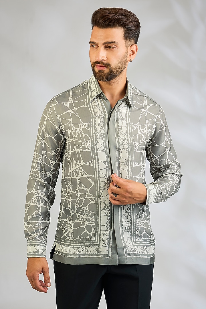 Mocha-Colored Silk Wedding Shirt by Rohit Gandhi & Rahul Khanna Men at Pernia's Pop Up Shop