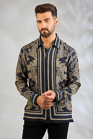 Multi-Colored Silk Printed Shirt by Rohit Gandhi & Rahul Khanna Men