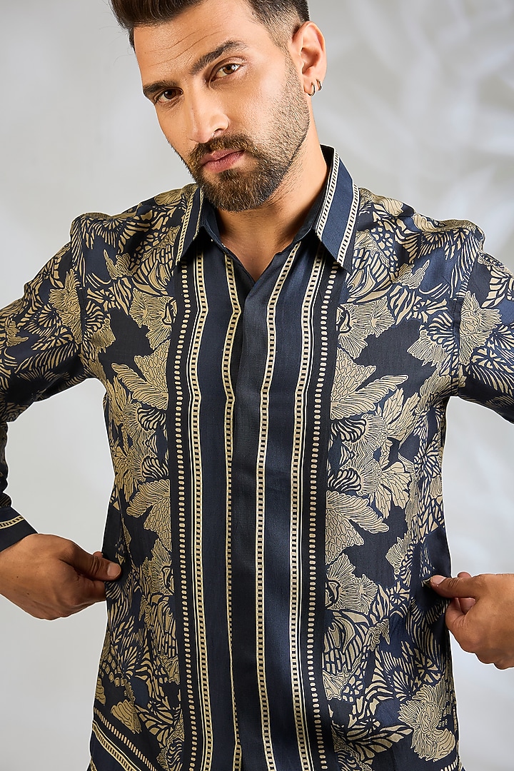 Multi-Colored Silk Printed Wedding Shirt by Rohit Gandhi & Rahul Khanna Men at Pernia's Pop Up Shop