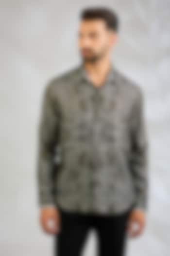 Olive Silk Wedding Shirt by Rohit Gandhi & Rahul Khanna Men at Pernia's Pop Up Shop