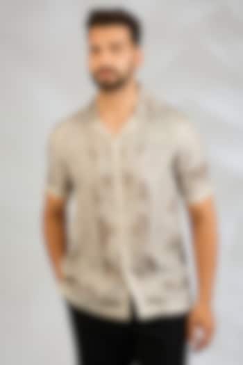 Ecru Silk Wedding Shirt by Rohit Gandhi & Rahul Khanna Men at Pernia's Pop Up Shop