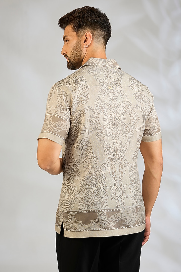 Ecru Silk Wedding Shirt by Rohit Gandhi & Rahul Khanna Men at Pernia's Pop Up Shop
