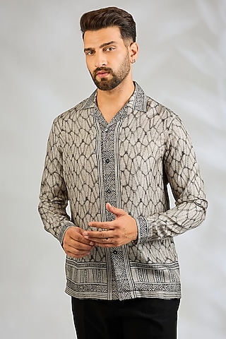 Mist Green Silk Shirt by Rohit Gandhi & Rahul Khanna Men