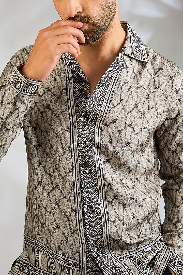 Mist Green Silk Wedding Shirt by Rohit Gandhi & Rahul Khanna Men at Pernia's Pop Up Shop