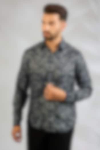 Navy Silk Wedding Shirt by Rohit Gandhi & Rahul Khanna Men at Pernia's Pop Up Shop