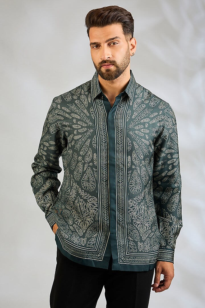Multi-Colored Silk Printed Wedding Shirt by Rohit Gandhi & Rahul Khanna Men at Pernia's Pop Up Shop