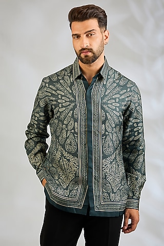 Multi-Colored Silk Printed Shirt by Rohit Gandhi & Rahul Khanna Men