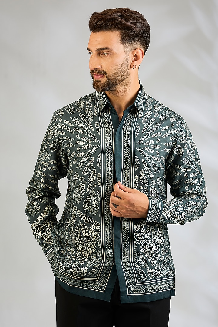 Multi-Colored Silk Printed Wedding Shirt by Rohit Gandhi & Rahul Khanna Men at Pernia's Pop Up Shop
