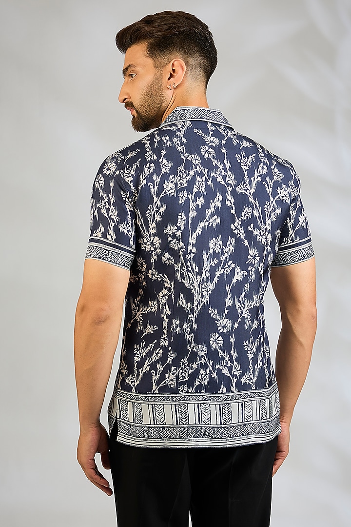 Blue Silk Wedding Shirt by Rohit Gandhi & Rahul Khanna Men at Pernia's Pop Up Shop