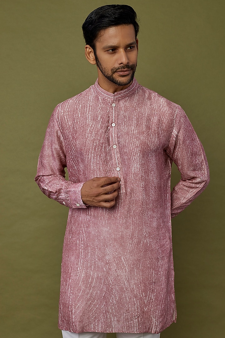 Blush Pink Viscose Kurta Set by Rohit Gandhi & Rahul Khanna Men at Pernia's Pop Up Shop