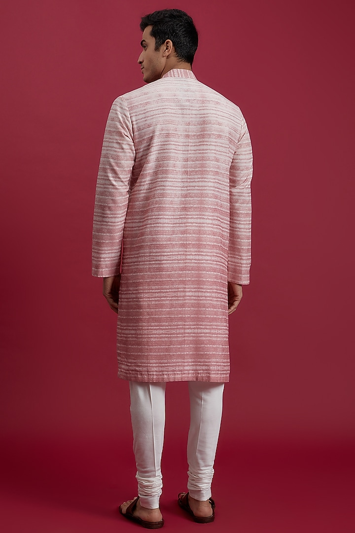 Pink Cotton Printed & Embroidered Kurta Set by Rohit Gandhi & Rahul Khanna Men at Pernia's Pop Up Shop