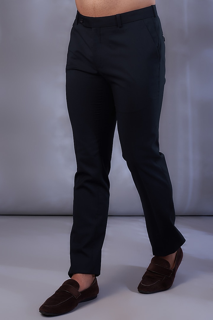 Navy Crepe Metallic Embroidered Structured Handcrafted Groom Sherwani Set by Rohit Gandhi & Rahul Khanna Men at Pernia's Pop Up Shop