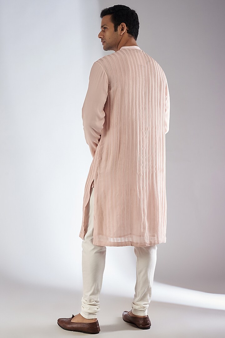 Blush Pink Georgette Embroidered Kurta by Rohit Gandhi & Rahul Khanna Men at Pernia's Pop Up Shop