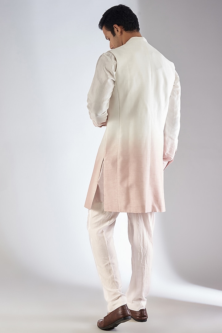 Pink Ombre Viscose Dupion Indo-Western Set by Rohit Gandhi & Rahul Khanna Men at Pernia's Pop Up Shop
