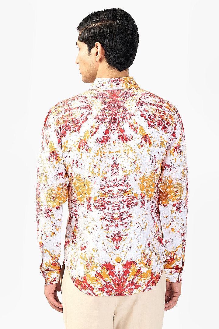 Multi-Colored Linen Placement Printed Wedding Shirt by Rohit Gandhi & Rahul Khanna Men at Pernia's Pop Up Shop