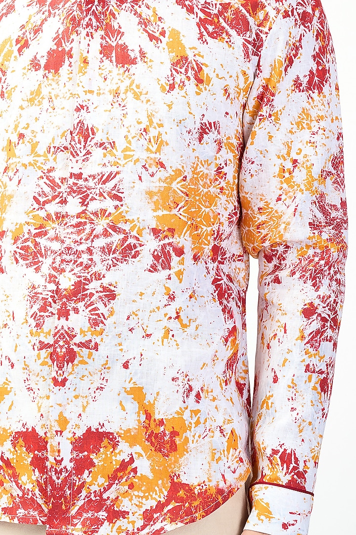 Multi-Colored Linen Placement Printed Wedding Shirt by Rohit Gandhi & Rahul Khanna Men at Pernia's Pop Up Shop
