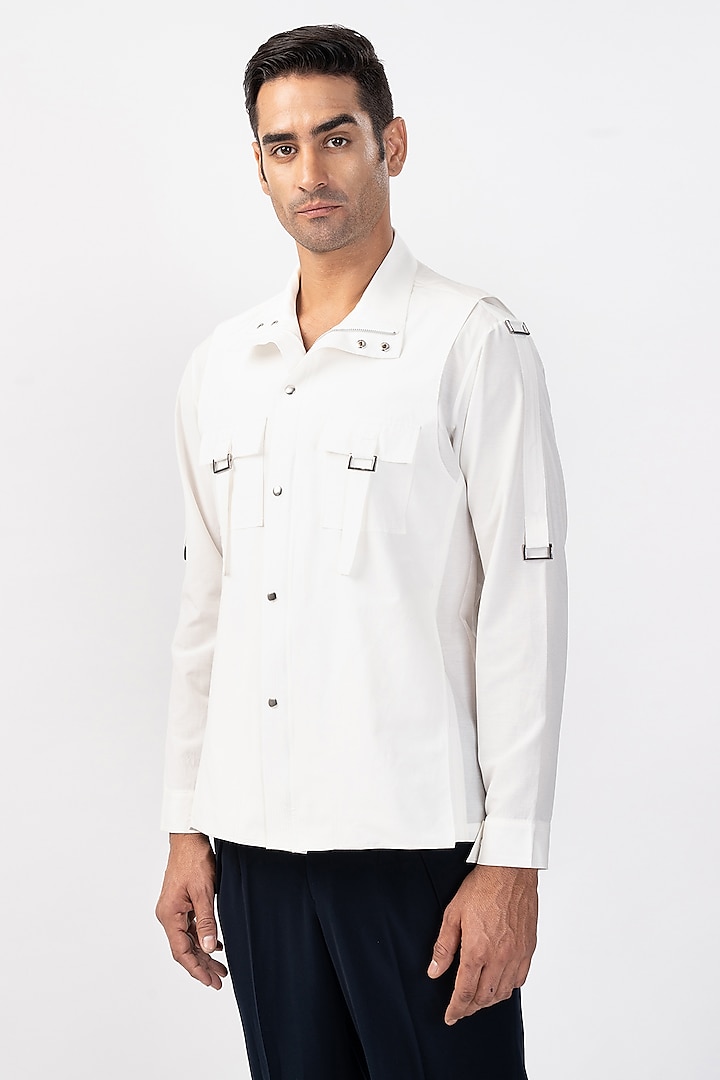 White Cotton Shirt by Rohit Gandhi & Rahul Khanna Men at Pernia's Pop Up Shop