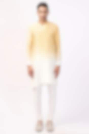 Mustard & Ivory Silk Ombre Kurta by Rohit Gandhi & Rahul Khanna Men at Pernia's Pop Up Shop