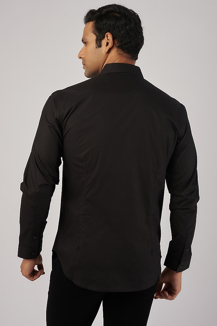 Black Georgette Hand Embroidered Wedding Shirt by Rohit Gandhi & Rahul Khanna Men at Pernia's Pop Up Shop