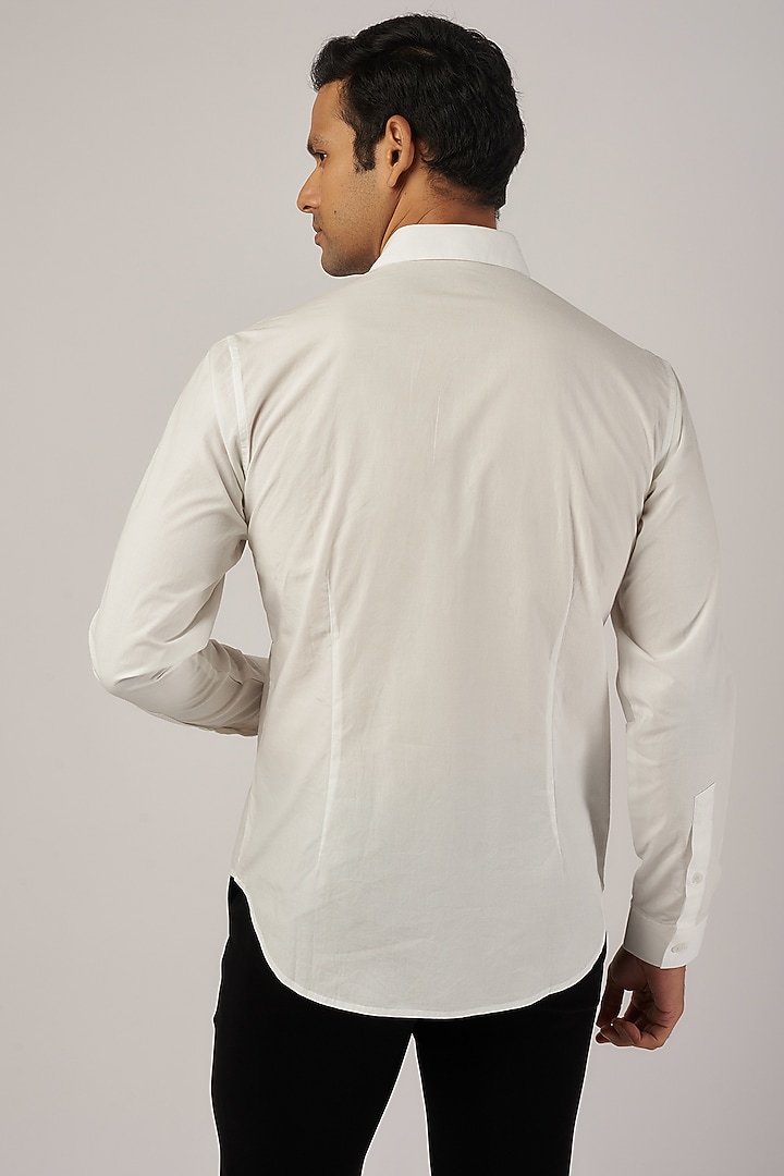 Off-White Cotton Embroidered Wedding Shirt by Rohit Gandhi & Rahul Khanna Men at Pernia's Pop Up Shop