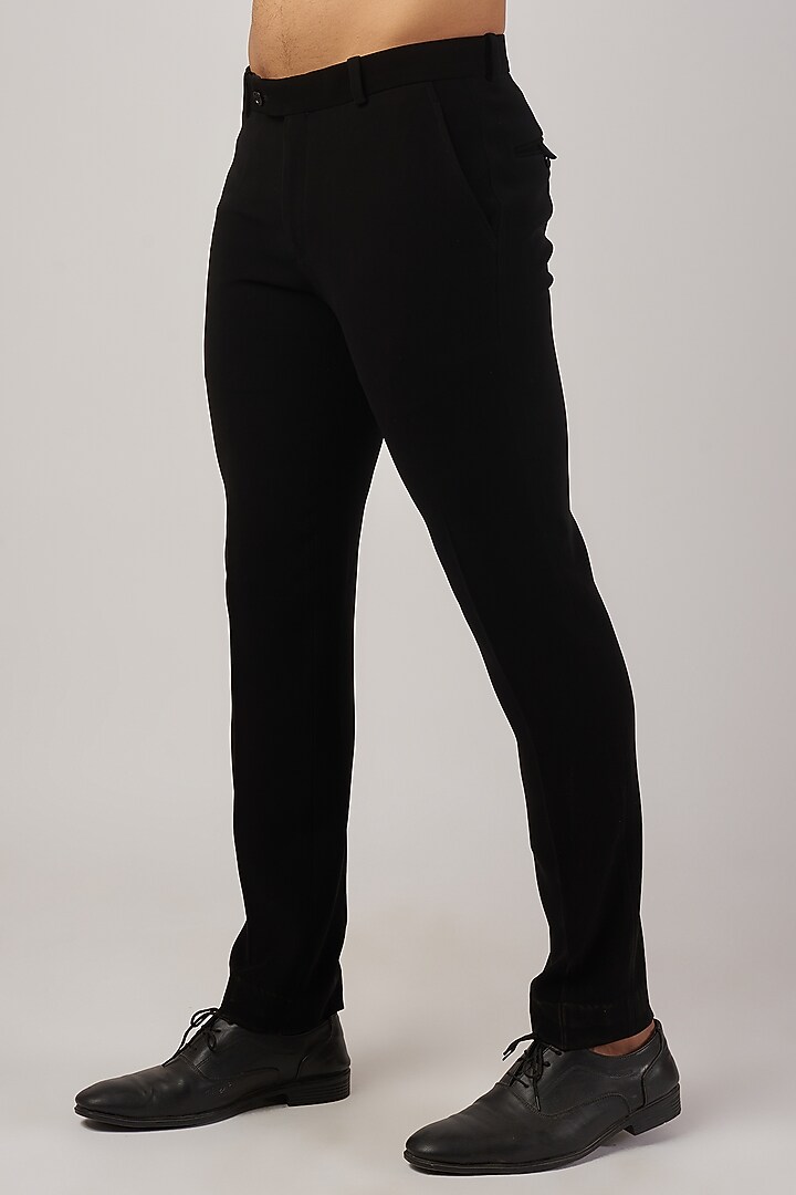 Black Crepe Metallic Sequins Embroidered Tuxedo Jacket Set by Rohit Gandhi & Rahul Khanna Men at Pernia's Pop Up Shop