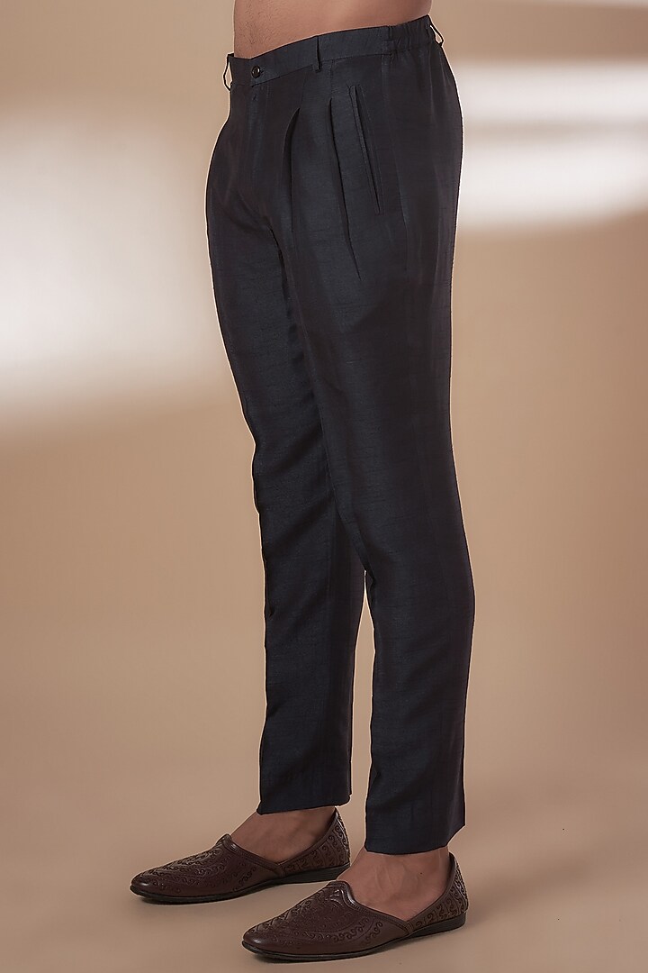 Navy Viscose Dupion Embellished Bundi Jacket Set by Rohit Gandhi & Rahul Khanna Men at Pernia's Pop Up Shop