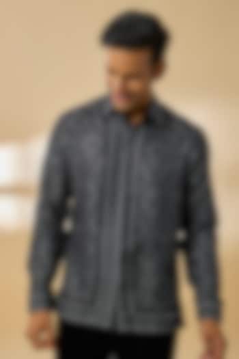 Black Silk Wedding Shirt by Rohit Gandhi & Rahul Khanna Men at Pernia's Pop Up Shop