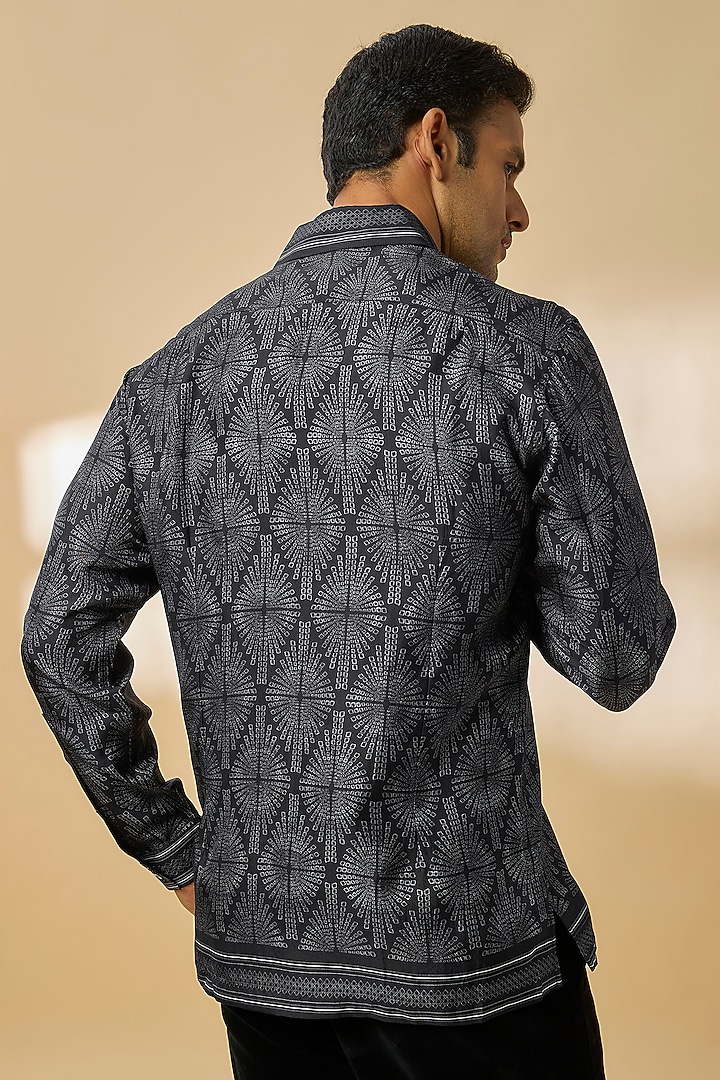 Black Silk Wedding Shirt by Rohit Gandhi & Rahul Khanna Men at Pernia's Pop Up Shop