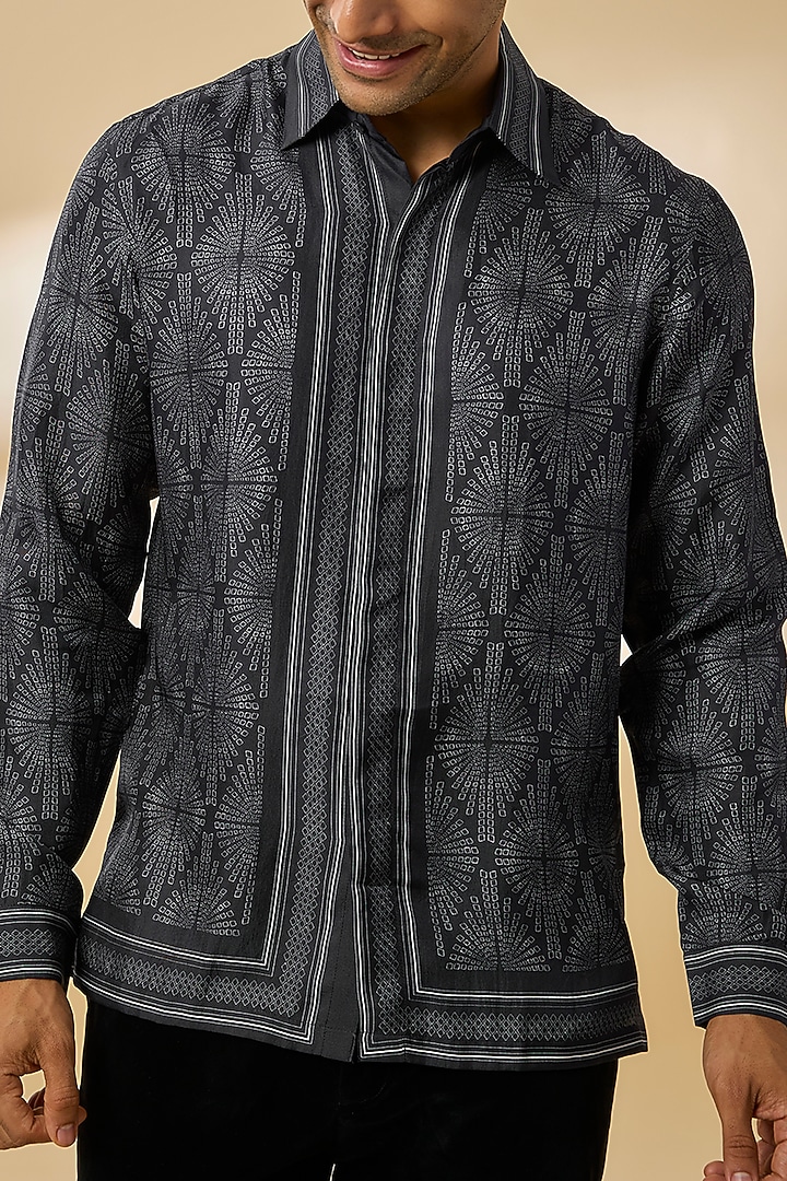 Black Silk Wedding Shirt by Rohit Gandhi & Rahul Khanna Men at Pernia's Pop Up Shop