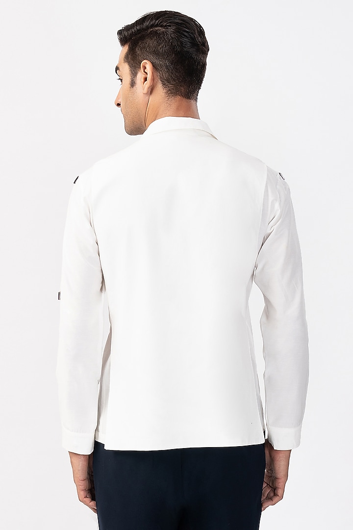 White Cotton Wedding Shirt by Rohit Gandhi & Rahul Khanna Men at Pernia's Pop Up Shop