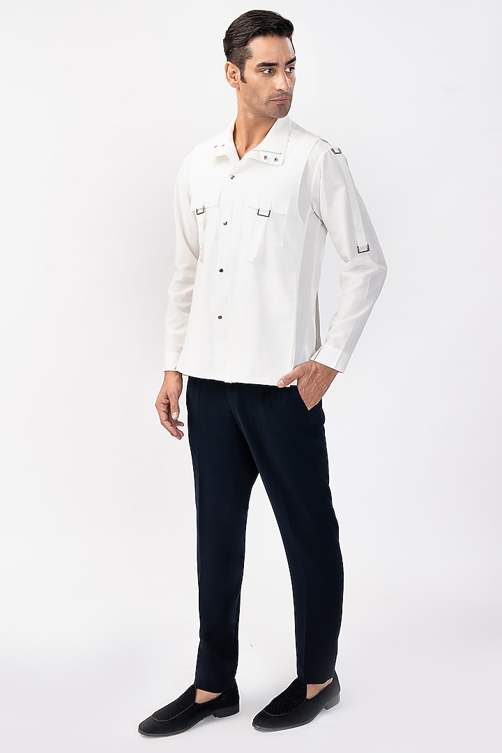 White Cotton Wedding Shirt by Rohit Gandhi & Rahul Khanna Men at Pernia's Pop Up Shop