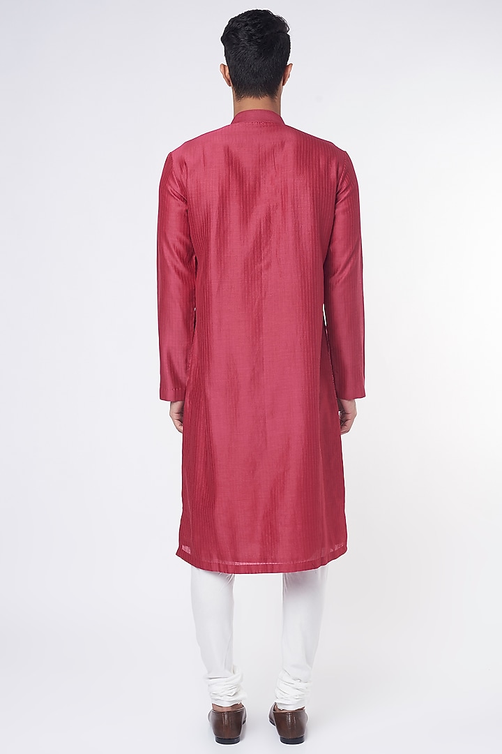 French Rose Embroidered Kurta Set by Rohit Gandhi & Rahul Khanna Men at Pernia's Pop Up Shop