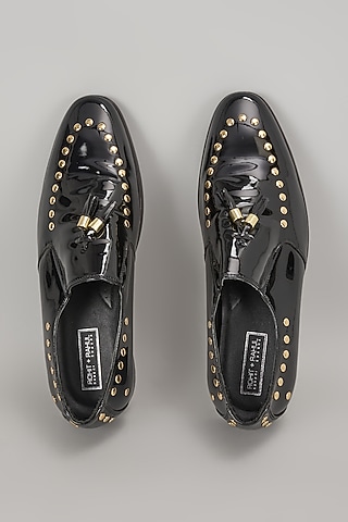 Black Leather Shoes by Rohit Gandhi & Rahul Khanna Men