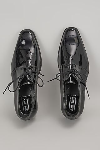 Black Leather Shoes by Rohit Gandhi & Rahul Khanna Men