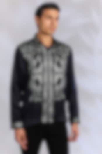 Black Cotton Shirt by Rohit Gandhi & Rahul Khanna Men