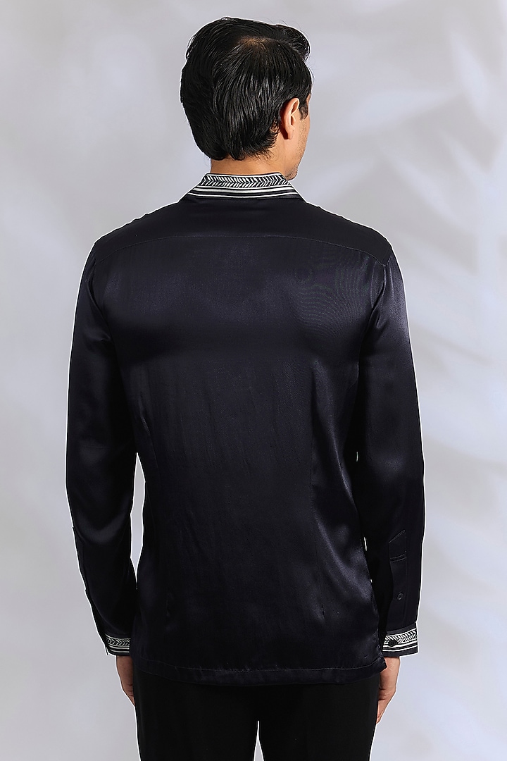 Black Cotton Wedding Shirt by Rohit Gandhi & Rahul Khanna Men at Pernia's Pop Up Shop