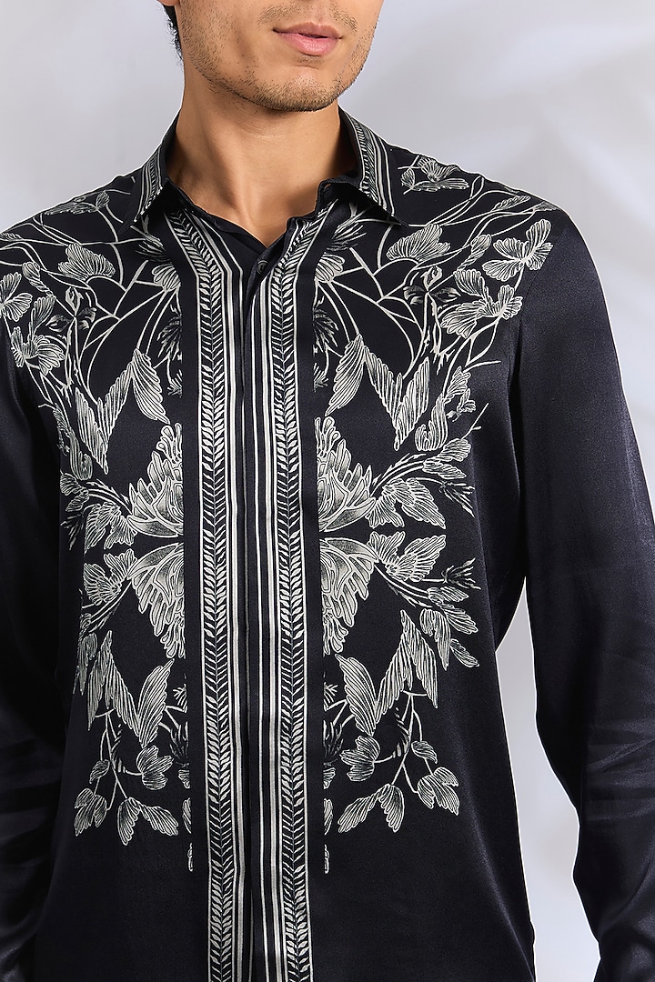 Black Cotton Wedding Shirt by Rohit Gandhi & Rahul Khanna Men at Pernia's Pop Up Shop
