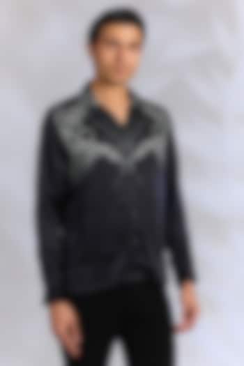 Black Cotton Shirt by Rohit Gandhi & Rahul Khanna Men