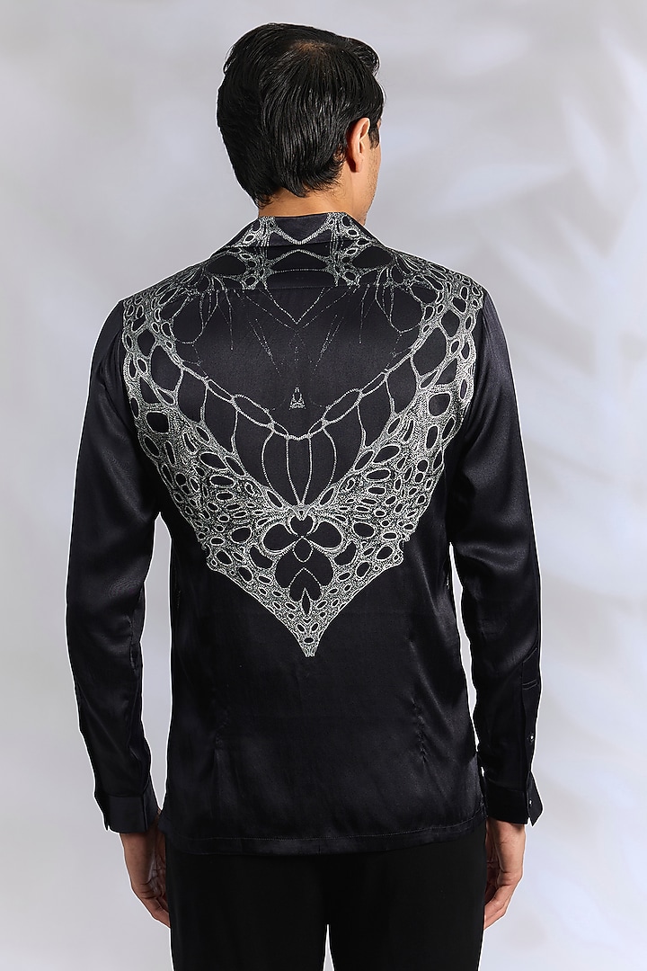 Black Cotton Wedding Shirt by Rohit Gandhi & Rahul Khanna Men at Pernia's Pop Up Shop