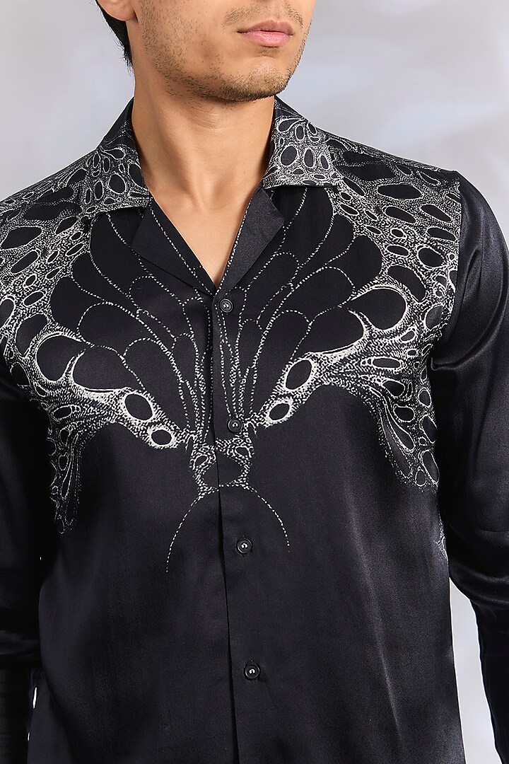 Black Cotton Wedding Shirt by Rohit Gandhi & Rahul Khanna Men at Pernia's Pop Up Shop