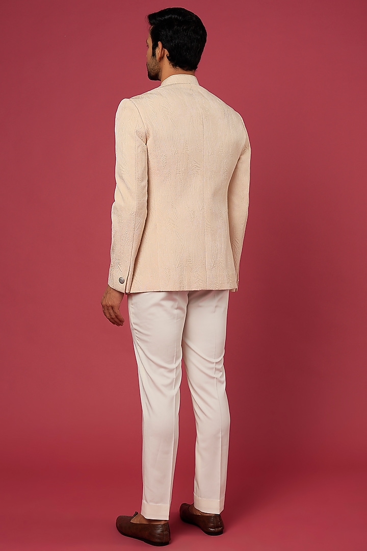 Cream Embroidered Wedding Bandhgala Jacket by Rohit Gandhi & Rahul Khanna Men at Pernia's Pop Up Shop