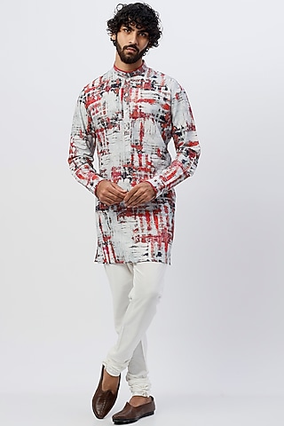 Multi-Colored Cotton Printed Kurta by Rohit Gandhi & Rahul Khanna Men