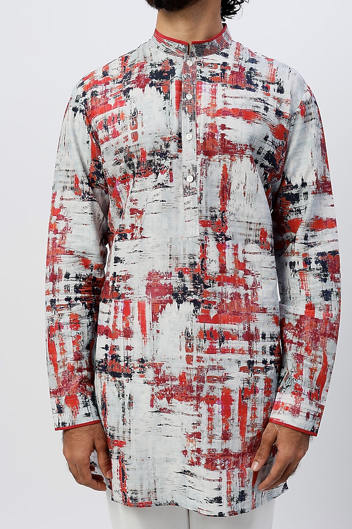 Multi-Colored Cotton Printed Kurta by Rohit Gandhi & Rahul Khanna Men at Pernia's Pop Up Shop
